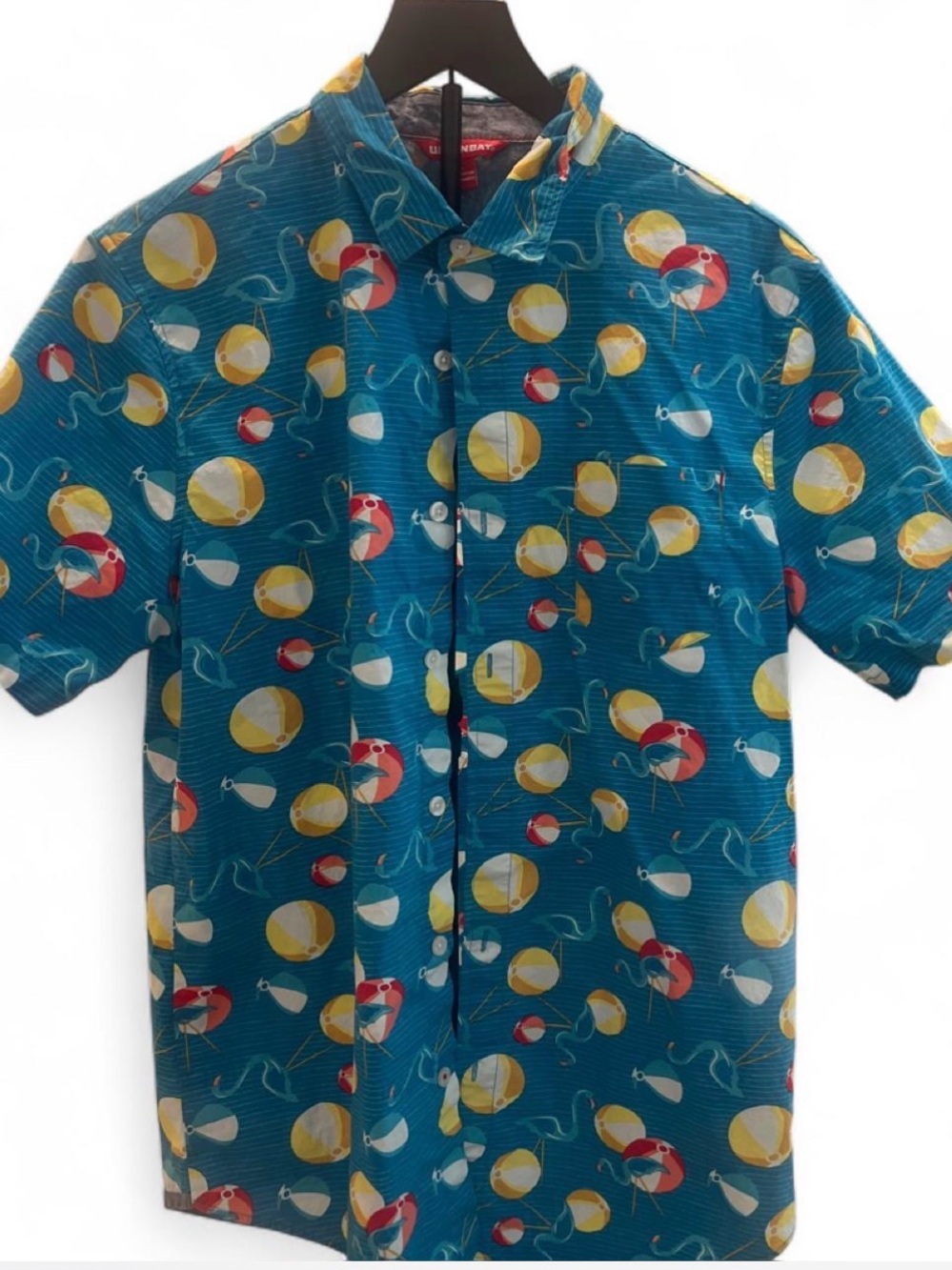 UNIONBAY Teal Short-Sleeve Button-Down Shirt with Beach Ball Print